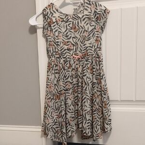 H&M Green and Cream A-Line Sundress with Asymmetrical Neckline